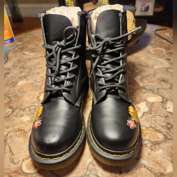 Dr. Martens Black Combat Boots with Chunky Sole - Picture 4 of 6